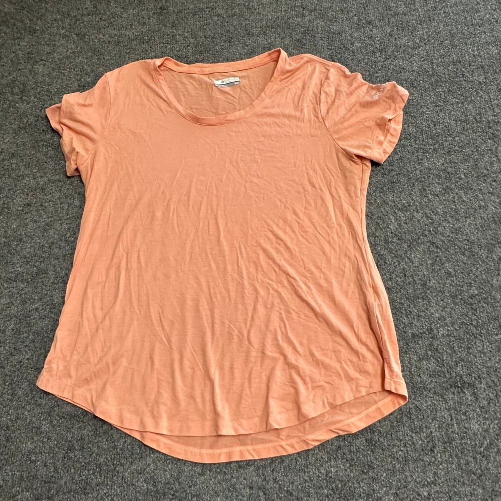 Columbia T-Shirt Womens M Peach PFG Rayon Blend Short Sleeve Scoop Neck T-Top